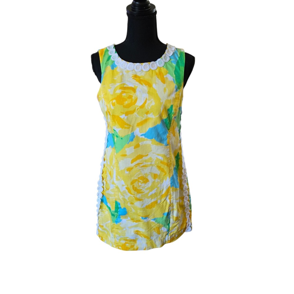 Lilly Pulitzer Yellow Sunglow First Impressions Rose Floral Mini Dress